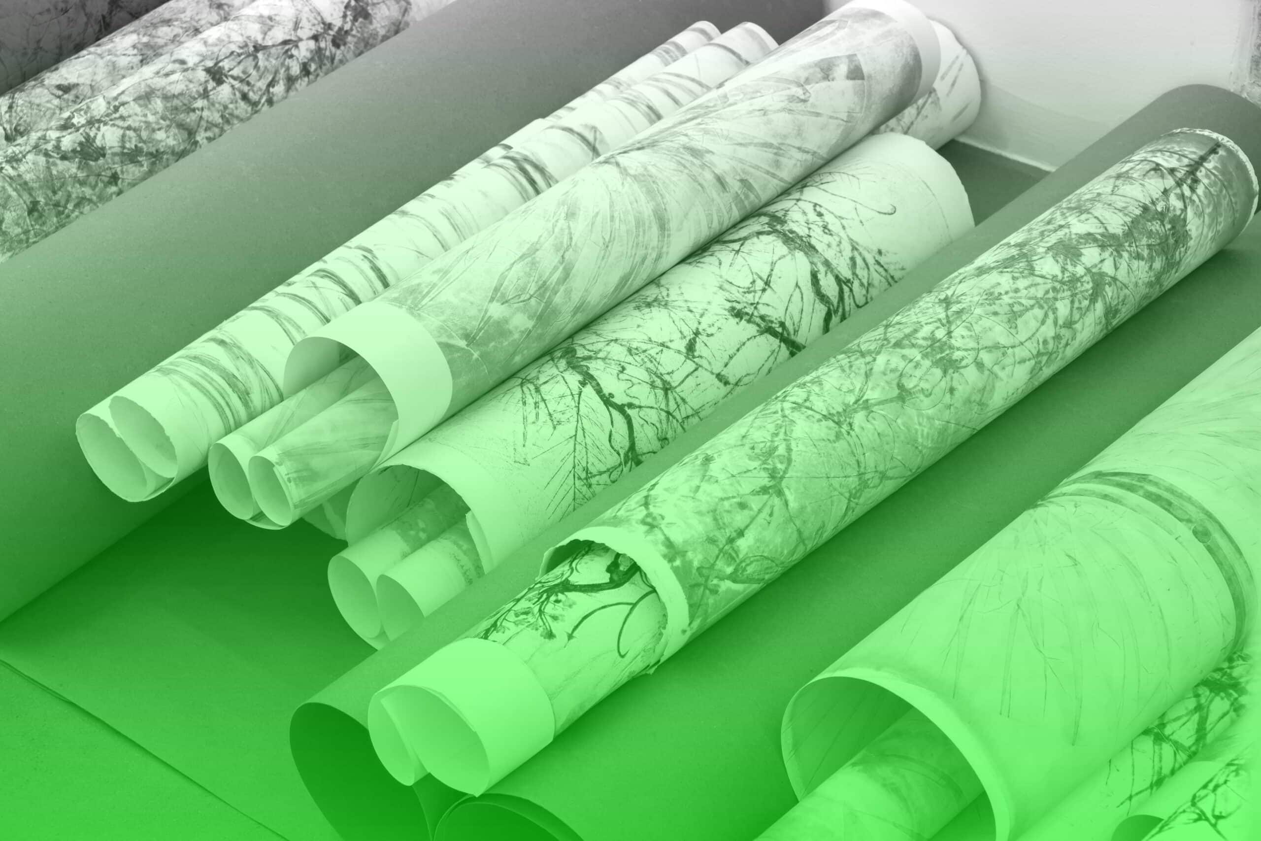 rouleaux de papier, estampes, avec effet vert